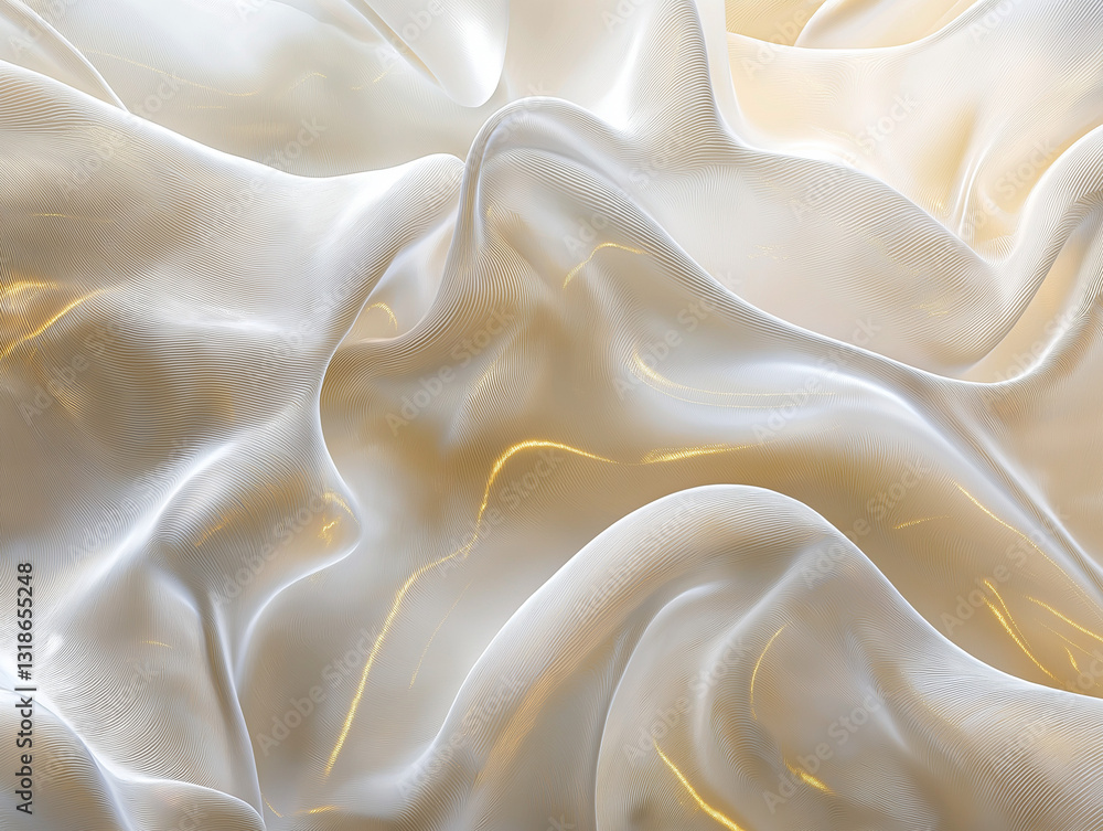 Obraz premium abstract pearly background of petal-like shapes that resemble flowing silk, mother-of-pearl, or translucent glass. These forms overlap and create a sense of depth and movement.