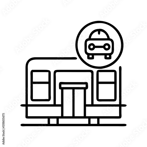 train station icon, train station line art - simple line art of train station, perfect for train station logos and icons