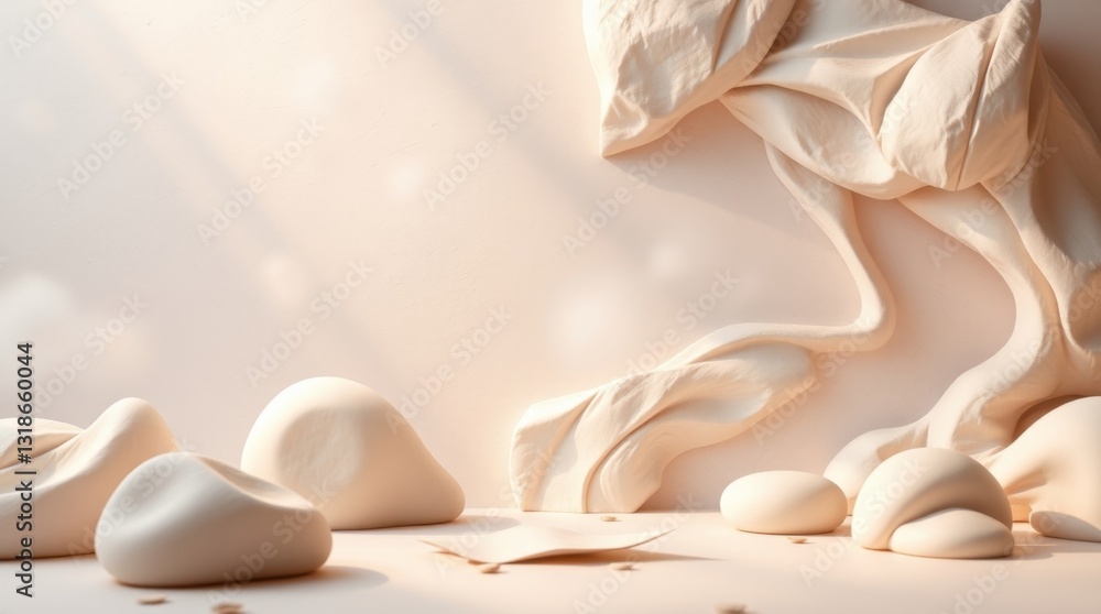 A background template created with sculptural clay art, featuring soft dreamy atmosphere A background template created with sculptural clay art, featuring soft dreamy atmosphere