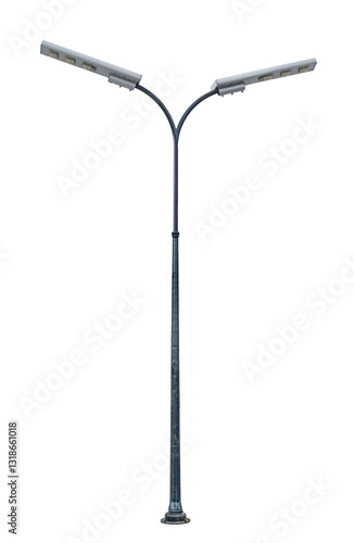 Lamp post. Decorative street lamp-post isolated. Modern Lamp post street road light pole.