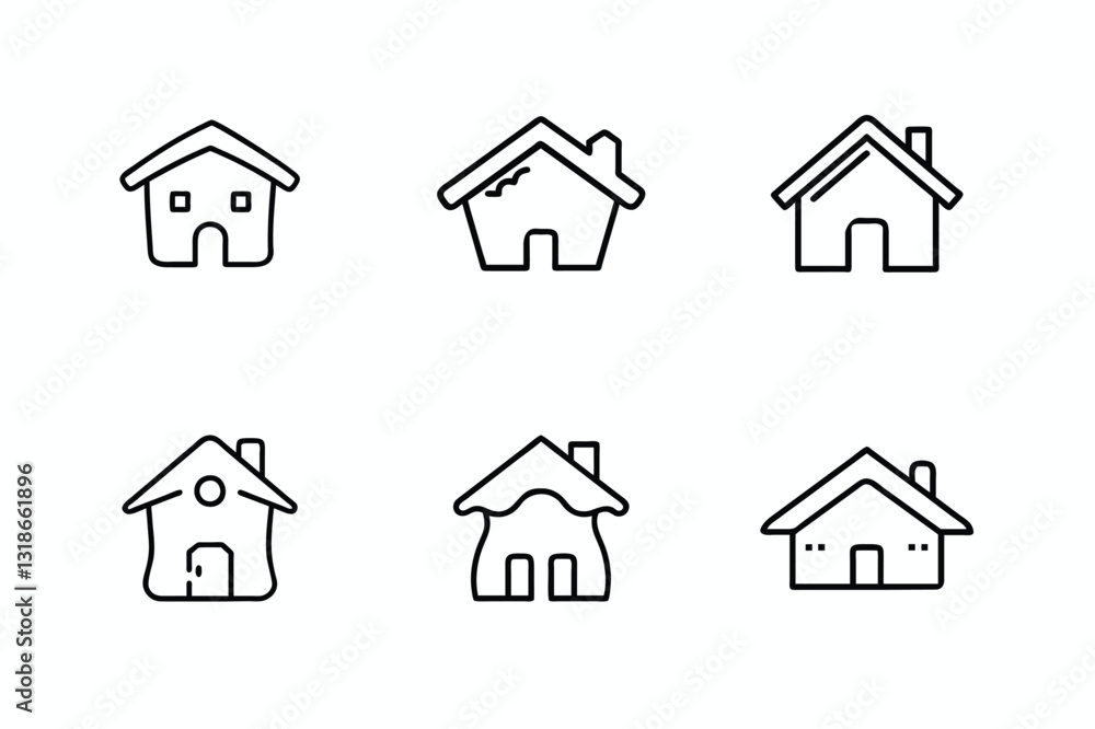 Cozy Home Collection: A delightful array of simple house icons. Perfect for real estate, home decor, and more. Cozy Home Collection: A delightful array of simple house icons. Perfect for real estate, home decor, and more.