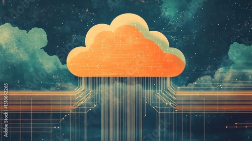 An abstract illustration of cloud security services, with a stylized secure cloud icon, representing robust data protection in cloud computing environments.