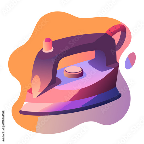 Colorful modern steam iron in digital illustration