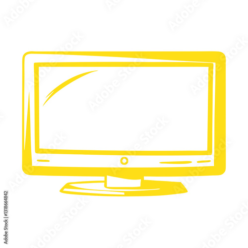 Minimalist yellow television icon in outline style