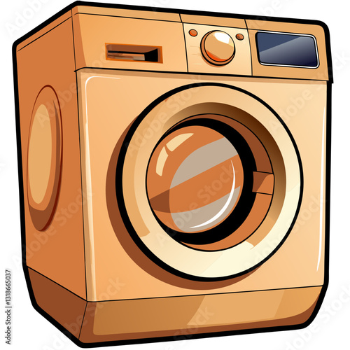 Colorful washing machine illustration with sparkles