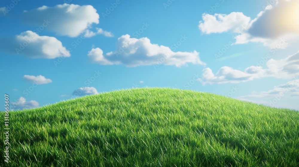 Lush green hill under bright sky. Perfect for nature backdrop Lush green hill under bright sky. Perfect for nature backdrop