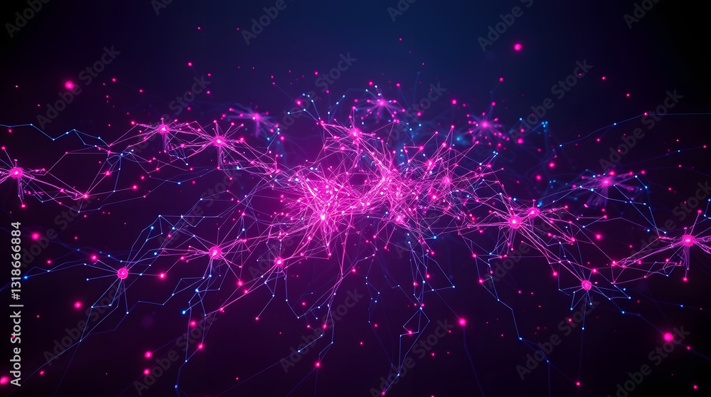 Obraz premium Abstract digital network, futuristic data visualization, artificial intelligence connectivity. Polygon blockchain network, cloud computing technology, futuristic data connectivity