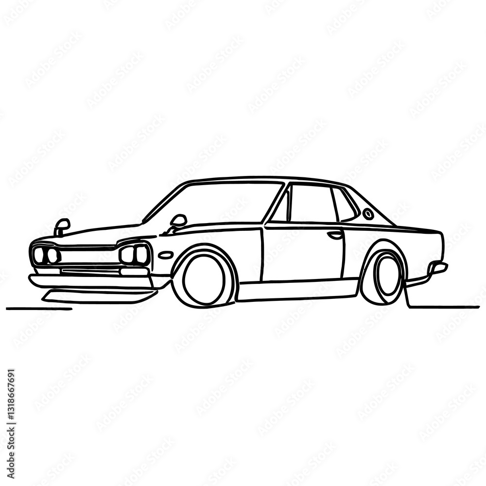 Naklejka premium line drawing of jdm car
