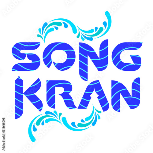 songkran lettering modern design with water splashing form vector illustration