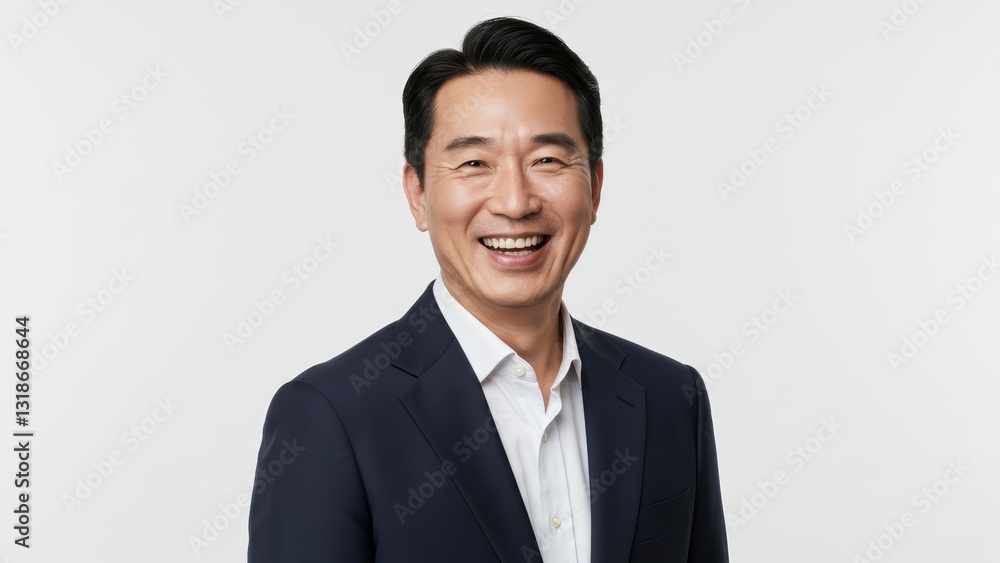 Korean businessman smiling in formal attire, studio setting Represents positivity, success, and professional growth Korean businessman smiling in formal attire, studio setting Represents positivity, success, and professional growth