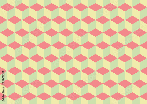3D cube pattern green vintage background. Vector illustration