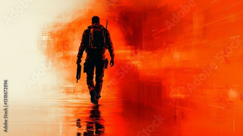 A futuristic vector graphic of a high-tech covert operative infiltrating a secure facility, utilizing advanced gadgets and stealth technology, white background, embodying the art of espionage 