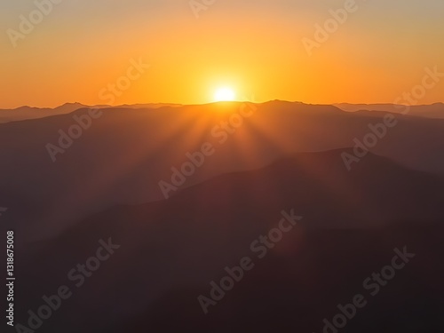 Wallpaper Mural Majestic Sunrise Over Mountain Range - Golden Hour, Scenic Landscape, Dramatic Sky, Nature Photography. Torontodigital.ca