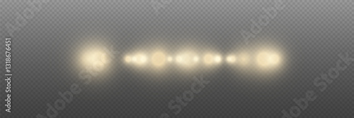 A flickering glare of light. Lens and flash effect.