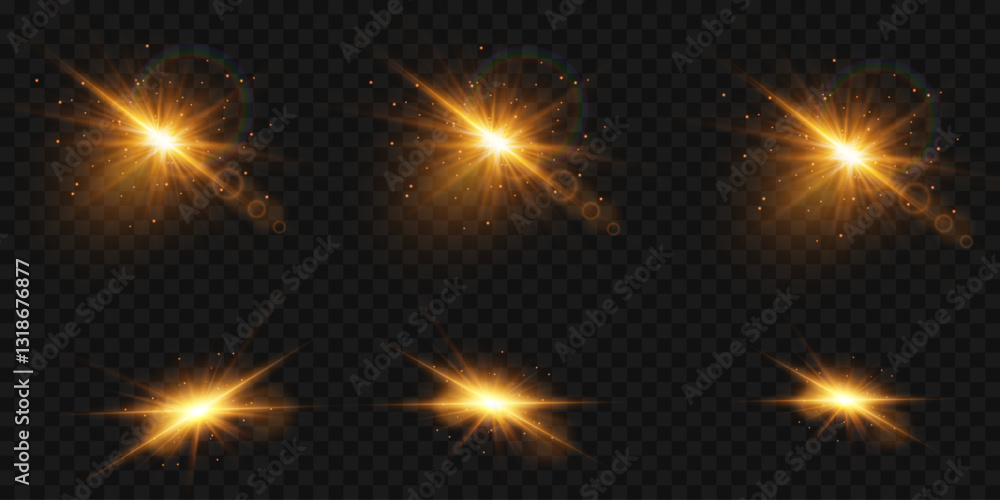 Set of shining stars, particles and sparks with glare and lights effect. On a transparent background. Set of shining stars, particles and sparks with glare and lights effect. On a transparent background.