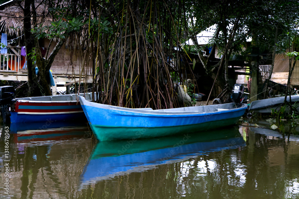 The calm waters of Rio Dulce, Guatemala The calm waters of Rio Dulce, Guatemala