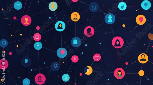 Network of user icons symbolizing IAM roles and access management.