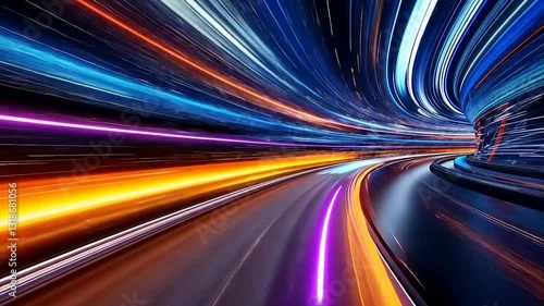 Abstract Speed and Light Trails: A Futuristic Journey Through Vibrant Colors