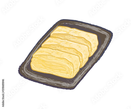 Yellow rolled omelette, tamagoyaki dish