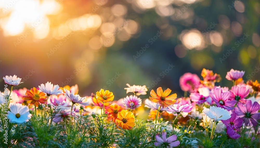 Obraz premium Nature of flower in garden using as cover page background natural flora wallpaper. Generated image