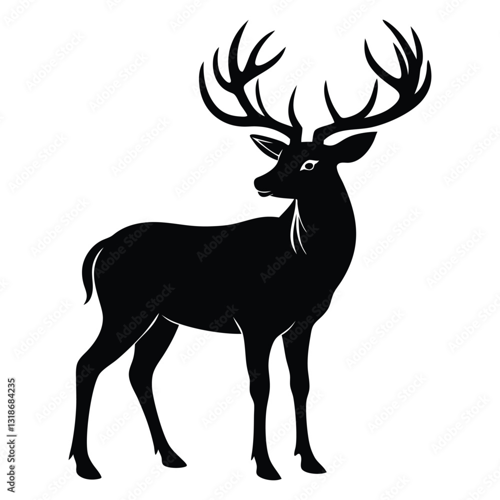 Fototapeta premium Majestic Deer Silhouette, Stylish Vector Illustration of a Graceful Stag