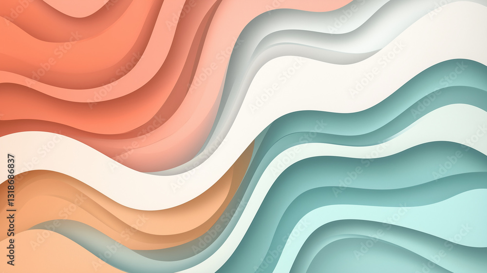 Obraz premium Minimal geometric background with wavy detailed shape.