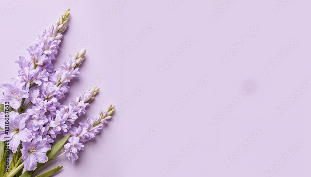 Obraz premium Lavender flowers on soft purple background, calming floral composition. 