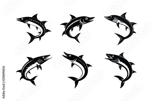 Sunset Barracuda silhouette vector illustration