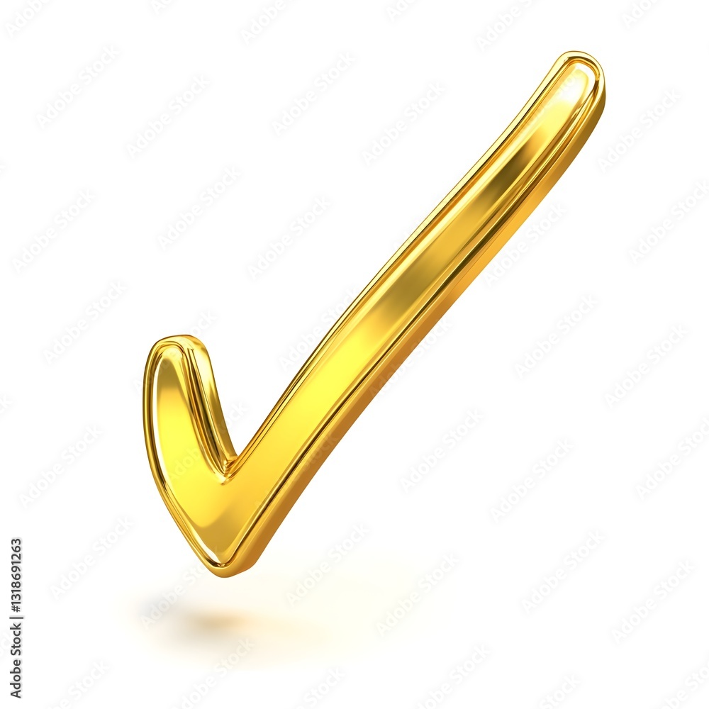 Golden Checkmark Symbol Isolated on White Background Golden Checkmark Symbol Isolated on White Background