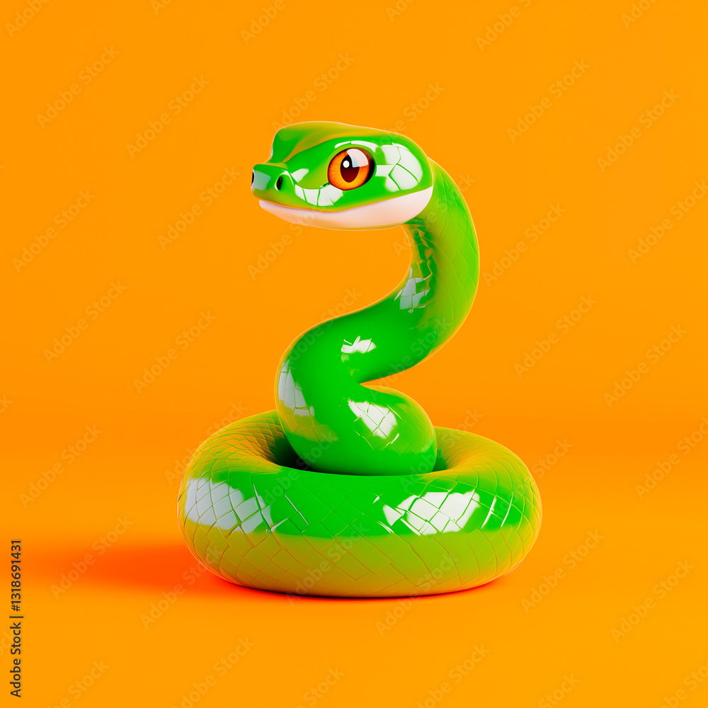 Fototapeta premium Three-Dimensional Rendering of a Green Snake