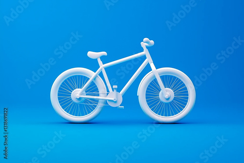 White Bicycle on Blue Background