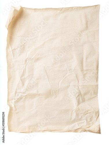 Crumpled Stained Fabric Napkin on White Background for Background Use