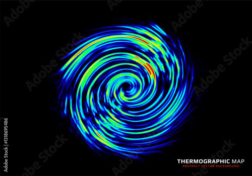 Heat map. Abstract infrared thermographic background. Temperature distribution and data analysis. Thermal imaging concept. Vector illustration.