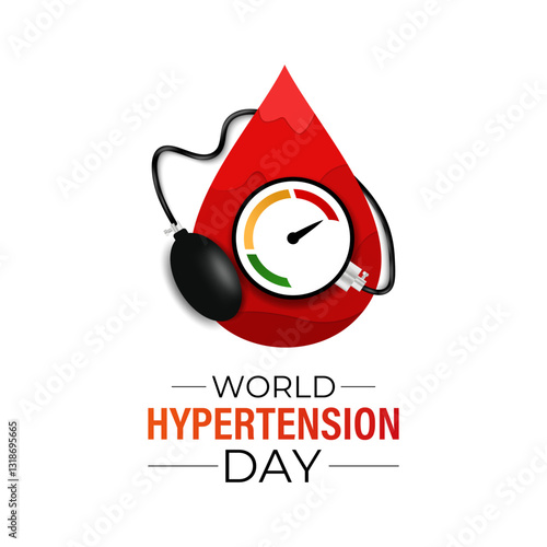Vector graphic of World Hypertension Day. May 17. High Blood Pressure awareness day victor template. Red Love Image, Stethoscope and Tensiometer image. Banner poster, flyer and background design.