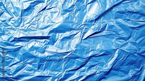 Wallpaper Mural The image shows a close-up view of crumpled blue plastic material with various textures and shades of blue, creating an abstract look. Torontodigital.ca