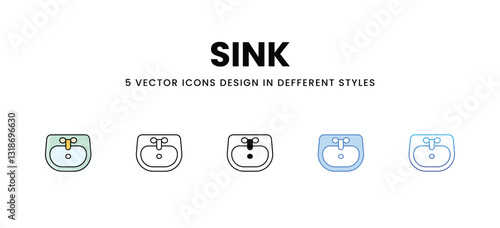 Sink vector icons set stock illustration.