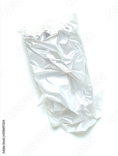 Crumpled White Wrapper from Single Sticky Gum on Pure Background