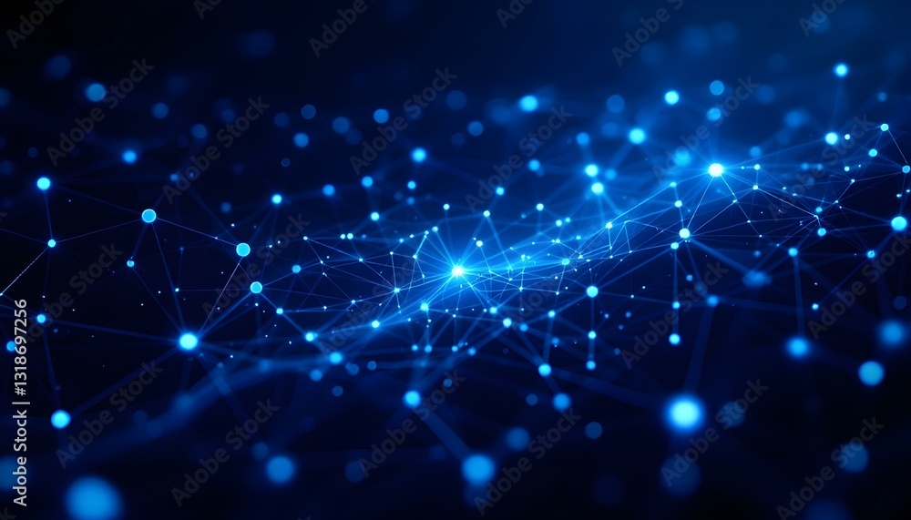 Abstract network visualization, glowing blue nodes and connections, dark background Abstract network visualization, glowing blue nodes and connections, dark background