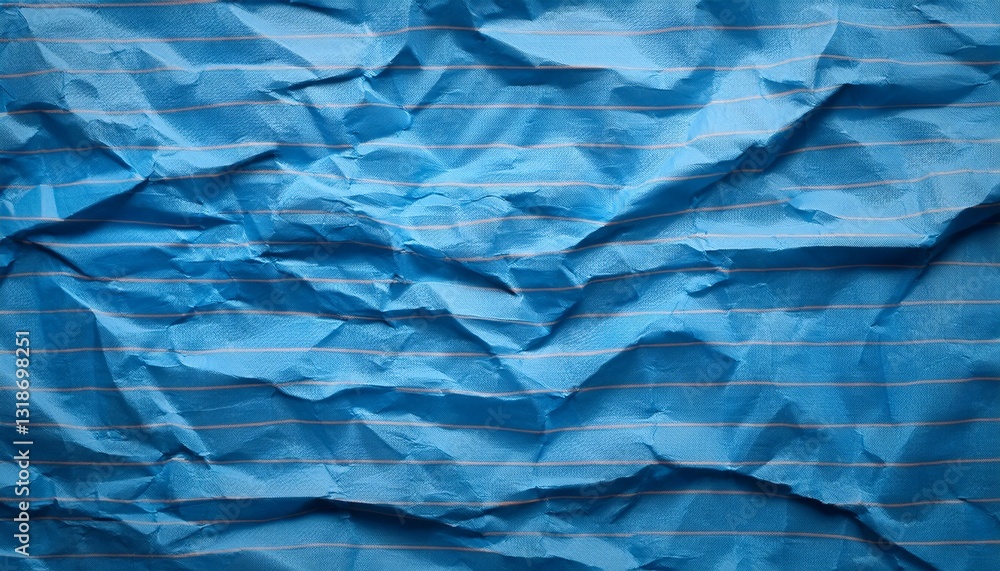 Obraz premium Top view empty blue lined paper with wrinkled background and texture. Generated image