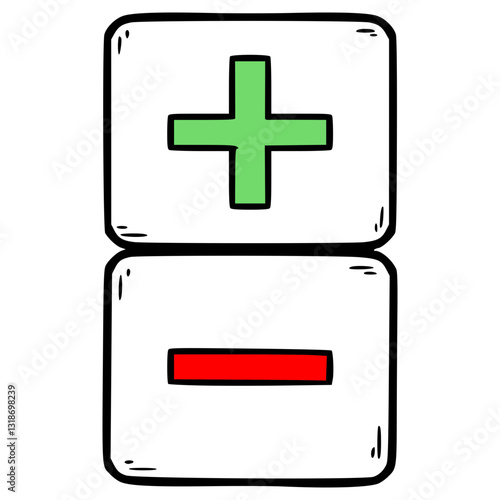 zoom in zoom out button illustration hand drawn isolated vector