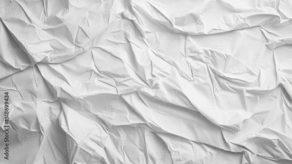 A textured close-up of crumpled white paper creating an abstract background with intricate folds and shadows, perfect for creative designs. A textured close-up of crumpled white paper creating an abstract background with intricate folds and shadows, perfect for creative designs.