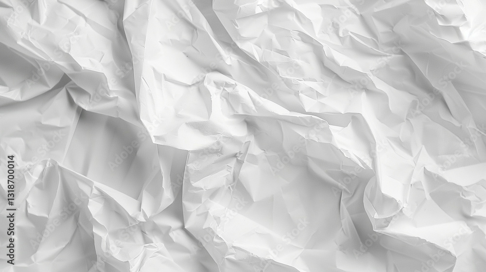 Soft Crumpled White Paper Background, Organic Natural Creases Soft Crumpled White Paper Background, Organic Natural Creases