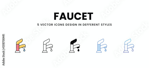 Faucet  vector icons set stock illustration.