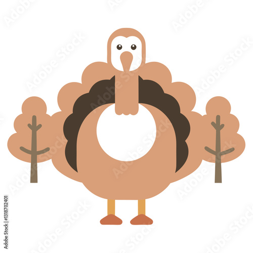 Cute Cartoon Turkey Vector Illustration