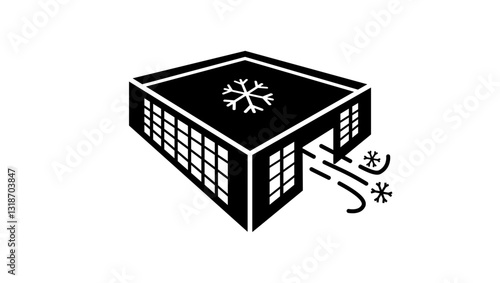 refrigerated warehouse, cold storage facility, Isolated Silhouette
