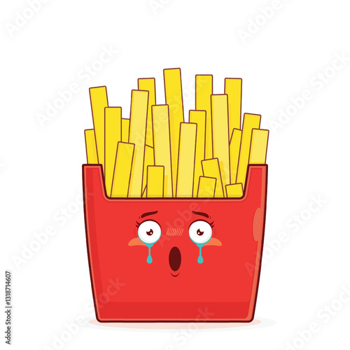 fries potatoes scared face cartoon cute