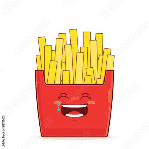 fries potatoes laughing face cartoon cute