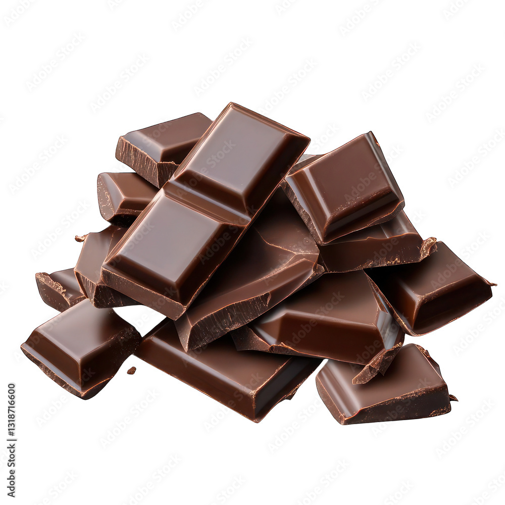 Chocolate bar pieces isolated on transparent background. Chocolate bar pieces isolated on transparent background.