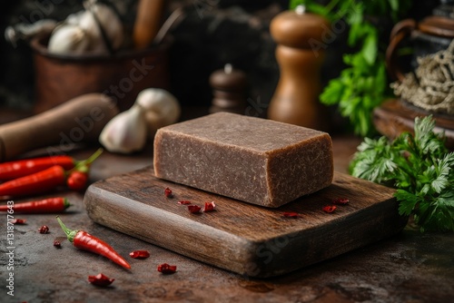 Wallpaper Mural A block of shrimp paste or belacan, Malaysian traditional ingredient. Torontodigital.ca