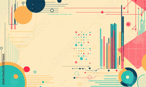 Dynamic geometric patterns and data visualization abstract art digital design colorful environment artistic viewpoint contemporary concept